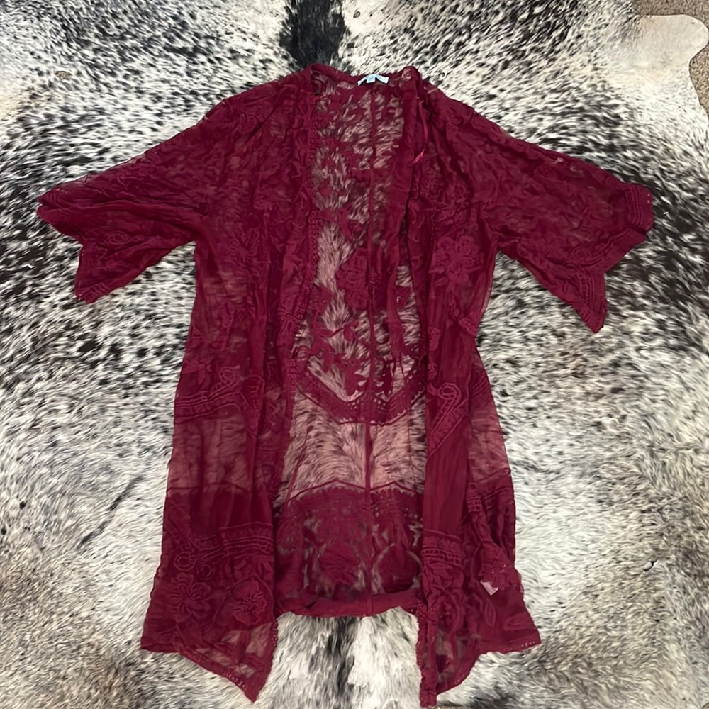 Maroon Lace Duster - NWOT